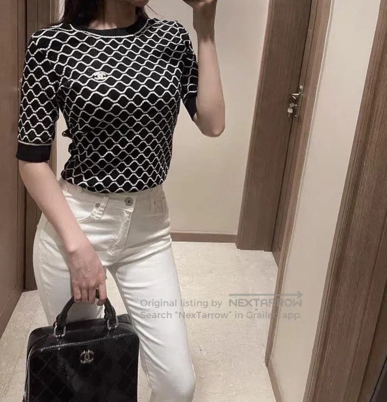 Chanel Chanel Xiaoxiang diamond-shaped knitted thin round-neck sl Size S / US 4 / IT 40 - 7 Thumbnail