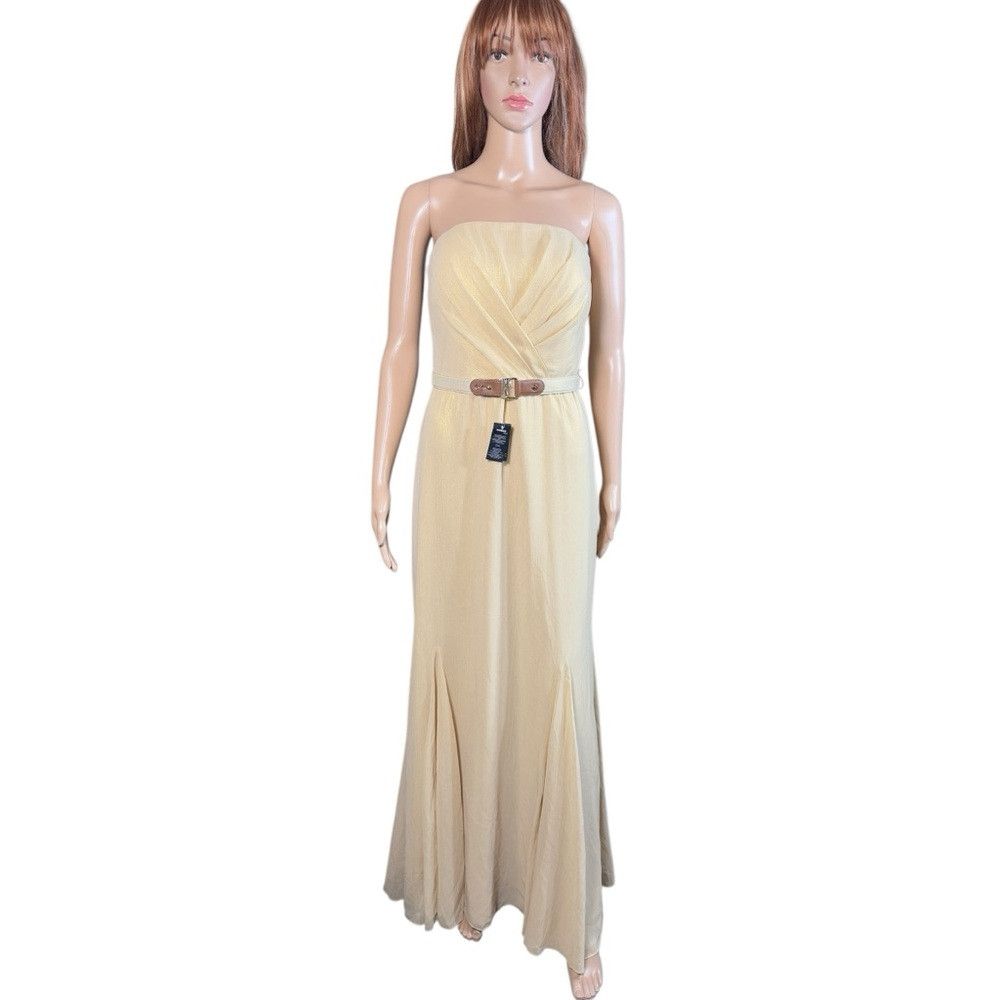 Ralph Lauren NWT New RALPH LAUREN Gold Shimmer Strapless Maxi Dress Gown Size L / US 10 / IT 46 - 2 Thumbnail