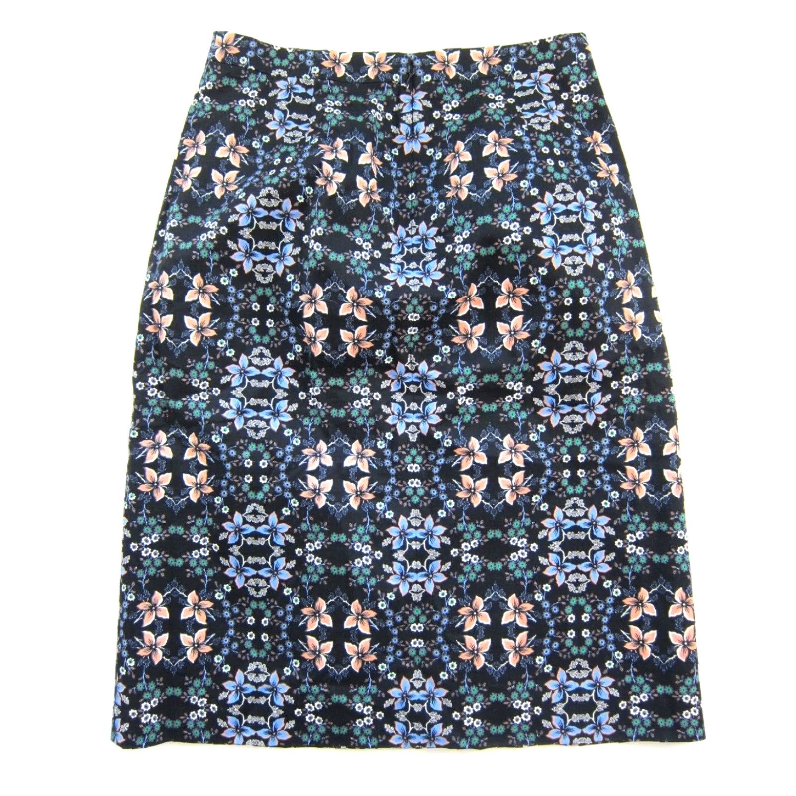J.Crew J. Crew Black Blue Green Pink Floral Cotton Work Pencil Straight Skirt Women 8 Size 30" / US 8 / IT 44 - 2 Thumbnail