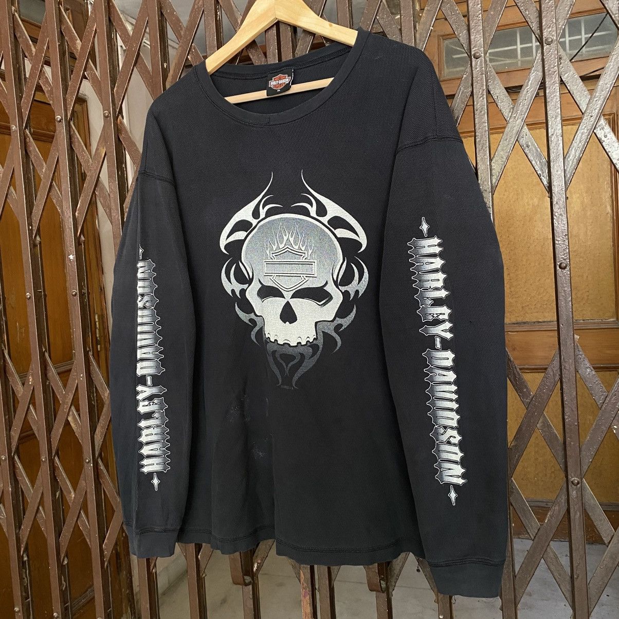 Harley Davidson Vintage Harley Davidson longsleeve skull shirt Size US XL / EU 56 / 4 - 2 Thumbnail