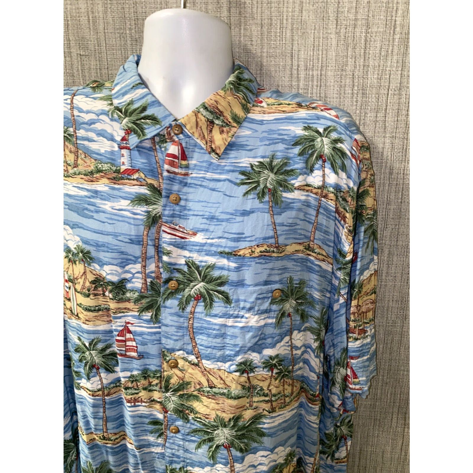 Pronto Uomo Pronto Uomo Men's Hawaiian Shirt 2XL Aloha Beach Tree Print Casual Short Sleeve Rayon Multicolor Size US XXL / EU 58 / 5 - 2 Thumbnail