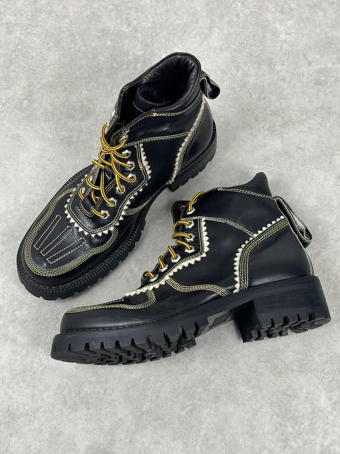 Dsquared2 2000s Dsquared2 Black Leather Contrast Stitch Boots Size US 8 / EU 41 - 9 Thumbnail