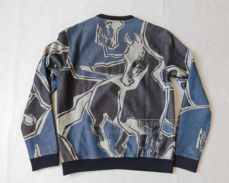 Hermes Hermes Round Neck Sweatshirt, Deep Blue, Cotton, Horse印花 P Size US M / EU 48-50 / 2 - 5 Thumbnail