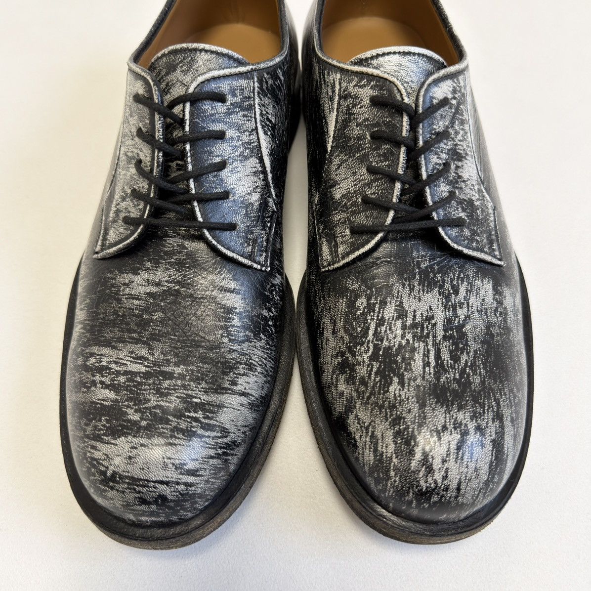 Jil Sander Black/White ‘Distressed Leather’ Derby Shoes Size US 9 / EU 42 - 15 Thumbnail