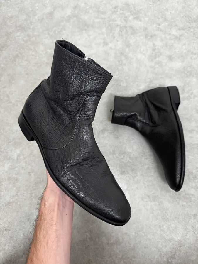 Roberto Cavalli 2000s Roberto Cavalli Black Silver Leather Boots Size US 7 / EU 40 - 1 Thumbnail