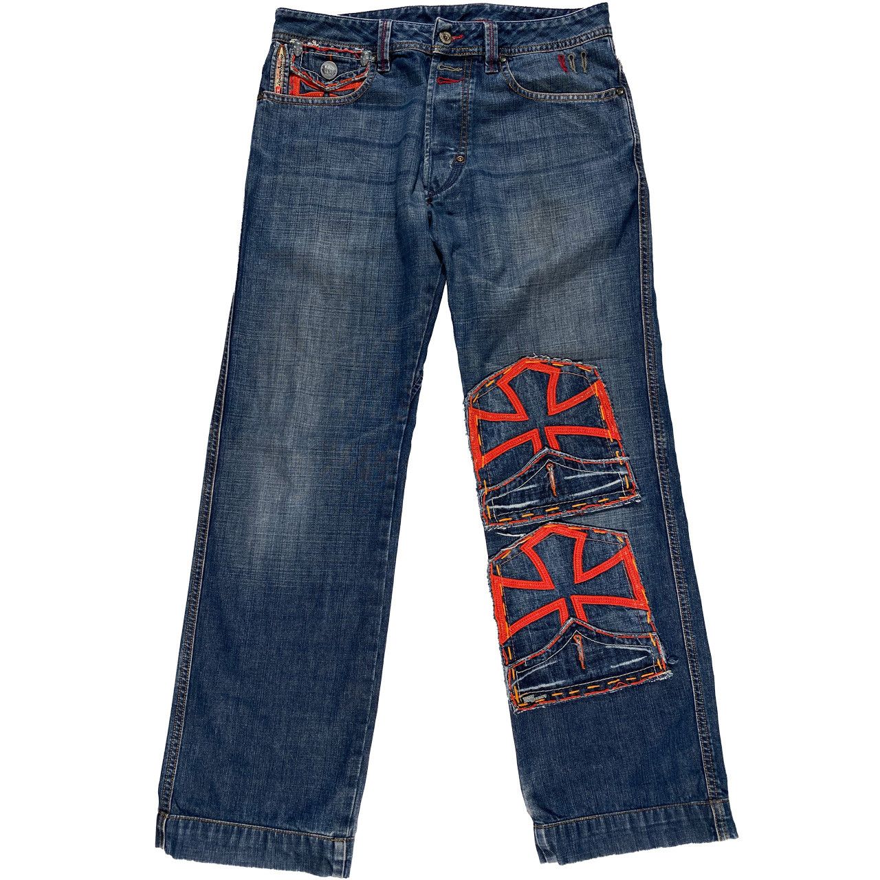 Diesel Vintage Diesel Industry Cross/Skull Motif Relaxed Fit Jeans Size US 32 / EU 48 - 1 Thumbnail