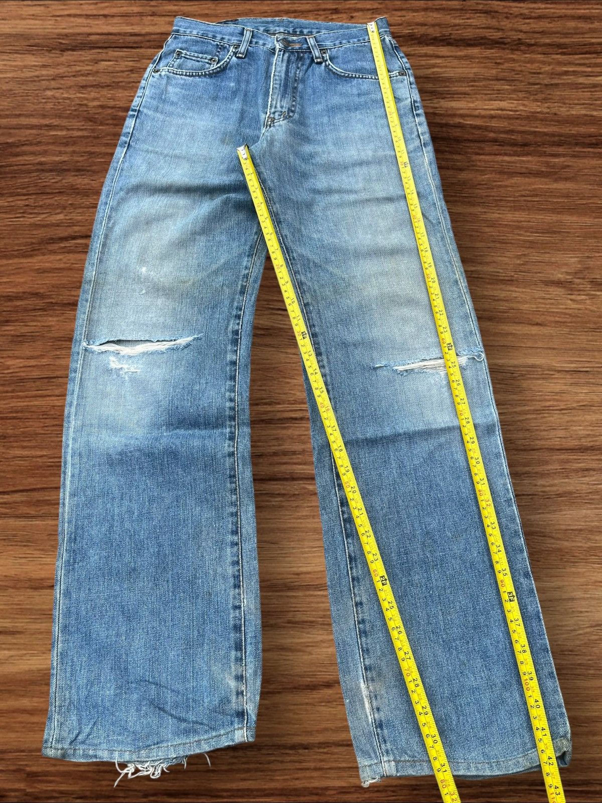 Edwin × Japanese Brand Vintage Japanese Brand Blue Washed Distressed Straight Jeans Size US 28 / EU 44 - 13 Thumbnail