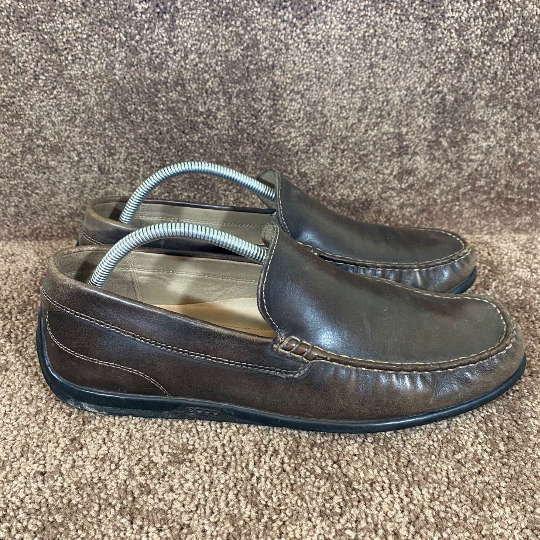 Ecco ECCO Loafers Mens 44 US 10-10.5 Brown Leather Slip On Casual Moc Toe Comfort Shoes Size US 11 / EU 44 - 2 Thumbnail