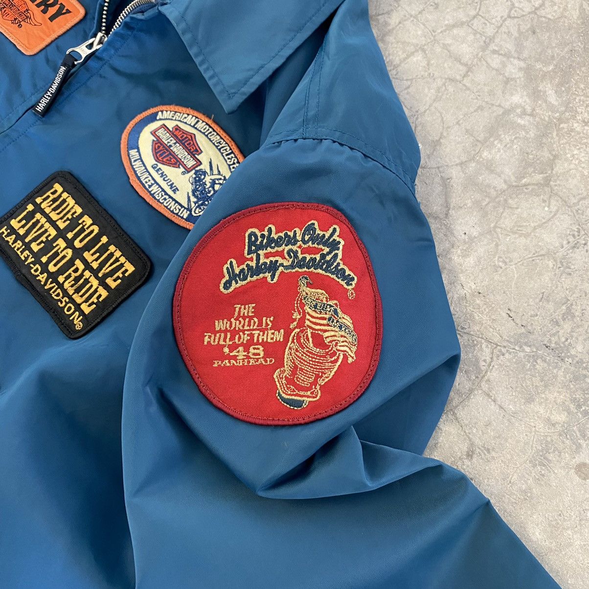 Harley Davidson Vintage Harley Davidson Patches Nylon Zipper Jacket Size US L / EU 52-54 / 3 - 13 Thumbnail
