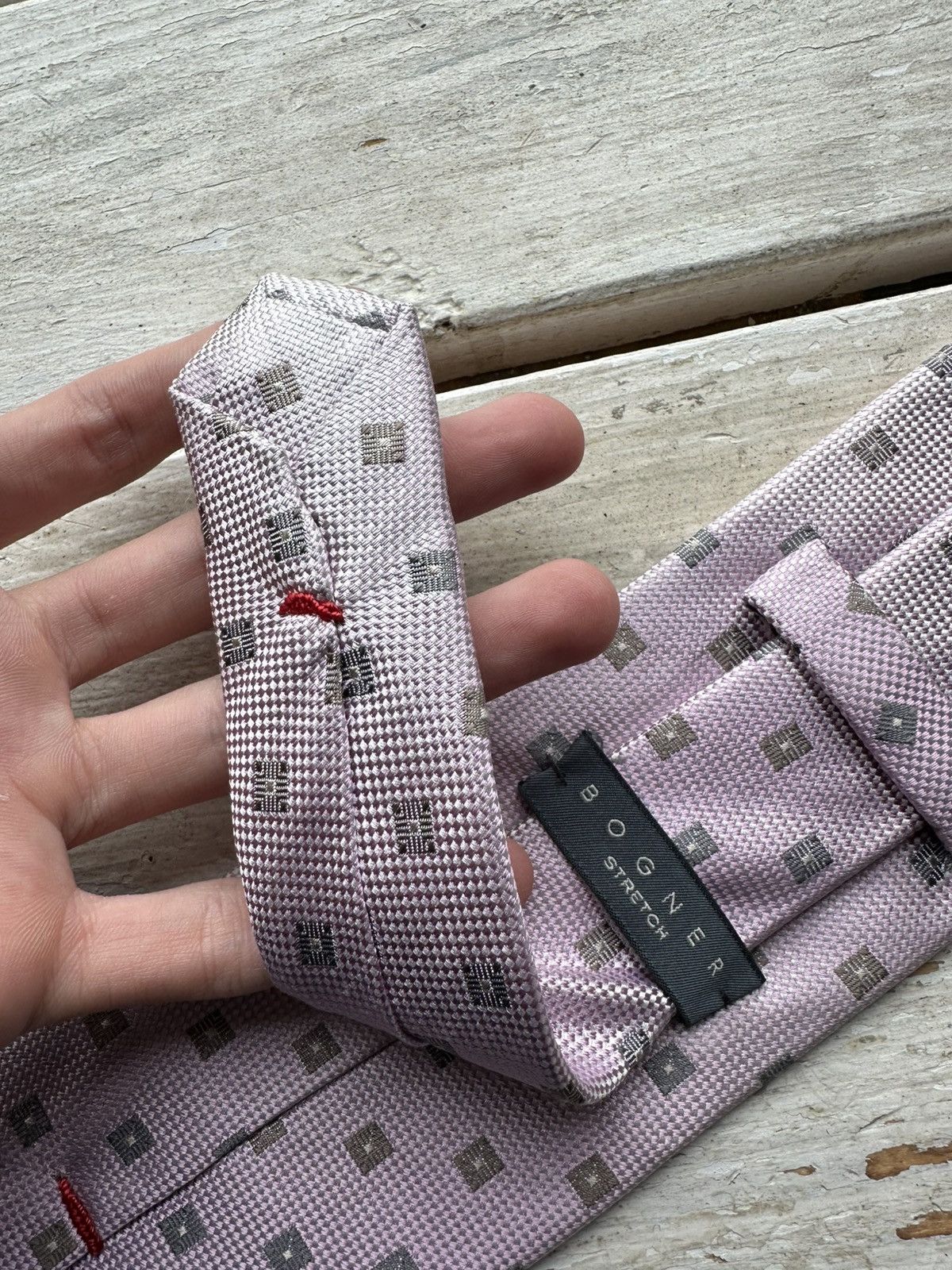 Bogner × Designer 🚨RARE BOGNER Tie old money style Burgundy luxury monogram Size ONE SIZE - 5 Thumbnail