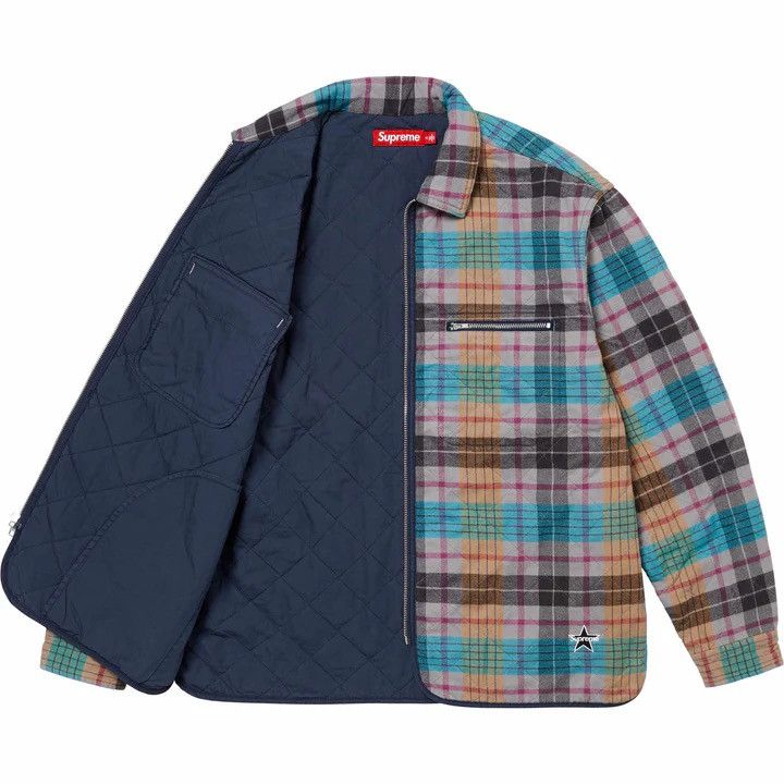 Supreme Supreme Quilted Flannel Zip Up Shirt Size US L / EU 52-54 / 3 - 4 Thumbnail