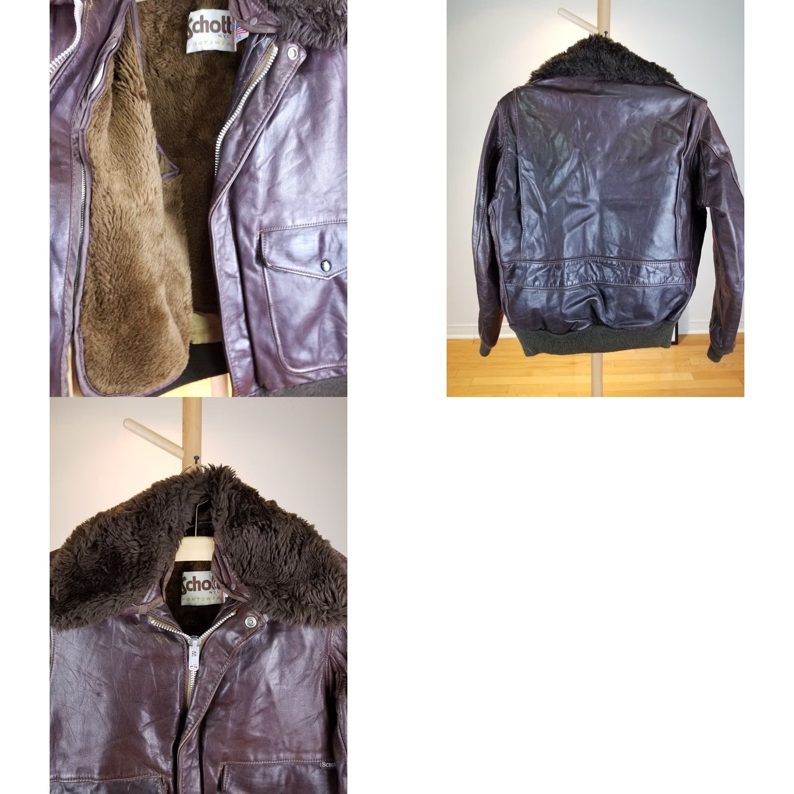 Schott VINTAGE SCHOTT G-1 STYLE FLIGHT LEATHER JACKET SZ 38 WITH LINING Men Jacket Brown 70s Military Motorcycle Leather Lined Size 38 Size US XXS / EU 40 - 8 Thumbnail