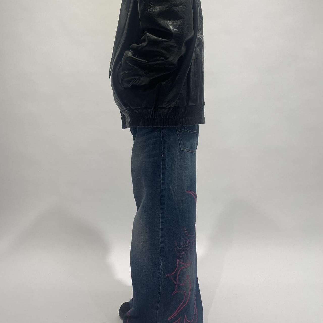Japanese Brand × Vintage Vintage embroidered baggy flared hip hop jeans Size US 35 - 2 Thumbnail