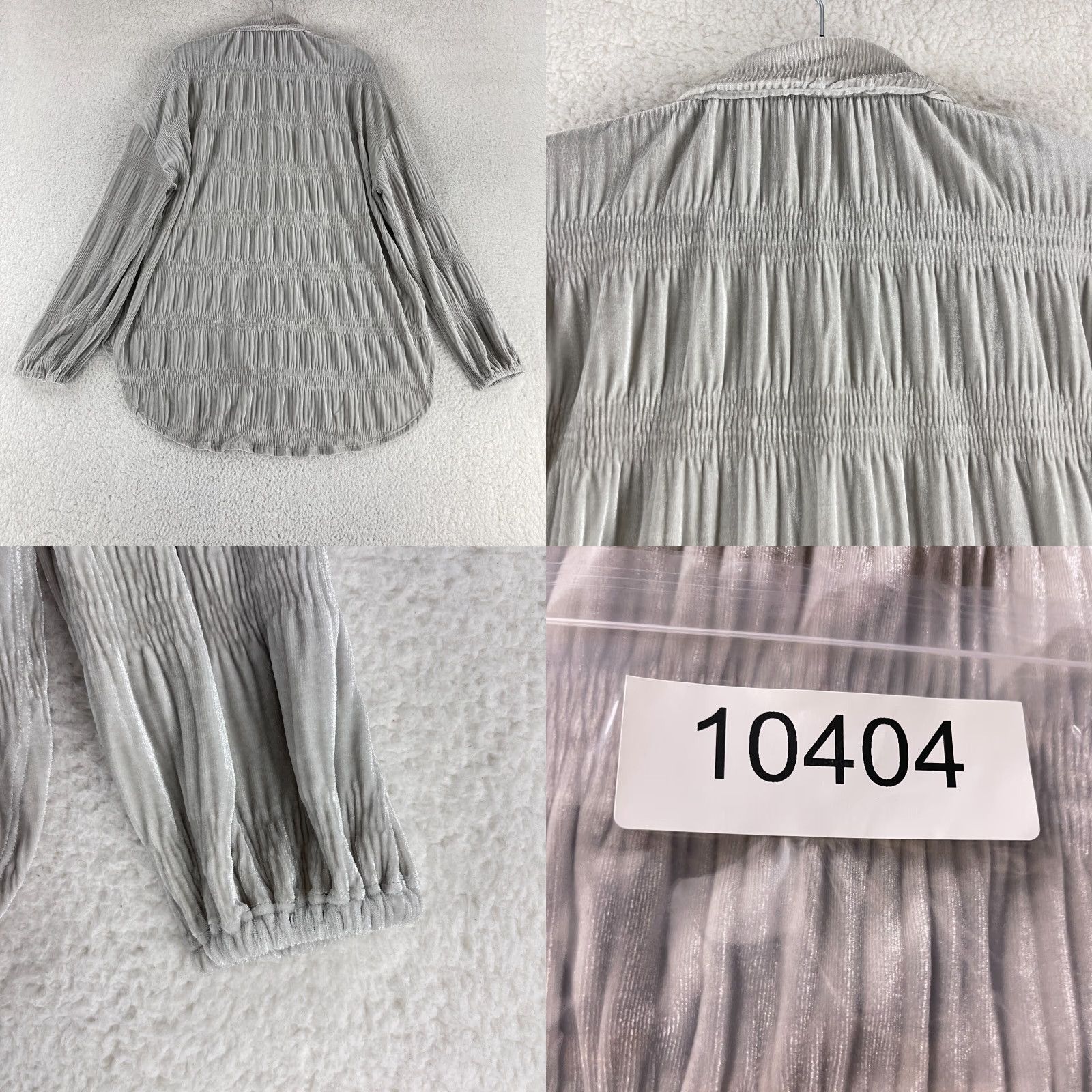 Free People Free People Button-Up Shirt Womens Medium Gray Velour Long Sleeve Casual Velvet Size M / US 6-8 / IT 42-44 - 9 Thumbnail