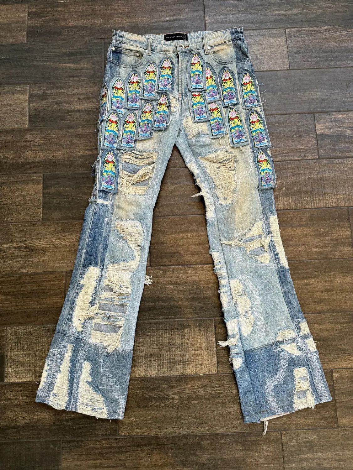 Who Decides War Coliseum Fusion Stained Glass Cathedral Distressed Denim Size US 34 / EU 50 - 1 Thumbnail