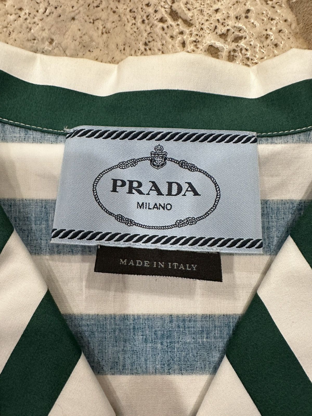 Prada Prada x Raf Simmons SS22 Camp Collar Striped Bowling Shirt Size US L / EU 52-54 / 3 - 8 Thumbnail