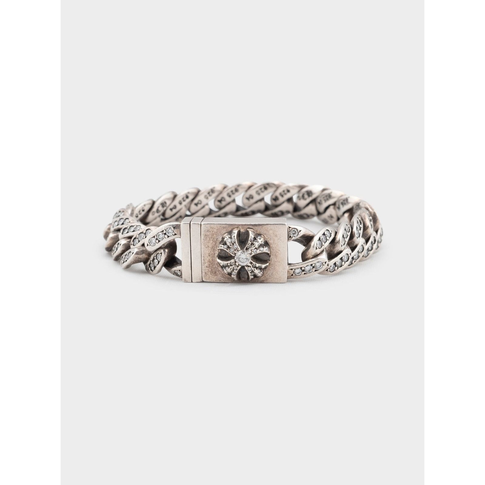 image of Chrome Hearts Pavé Plus Box Id Bracelet in Silver, Men's