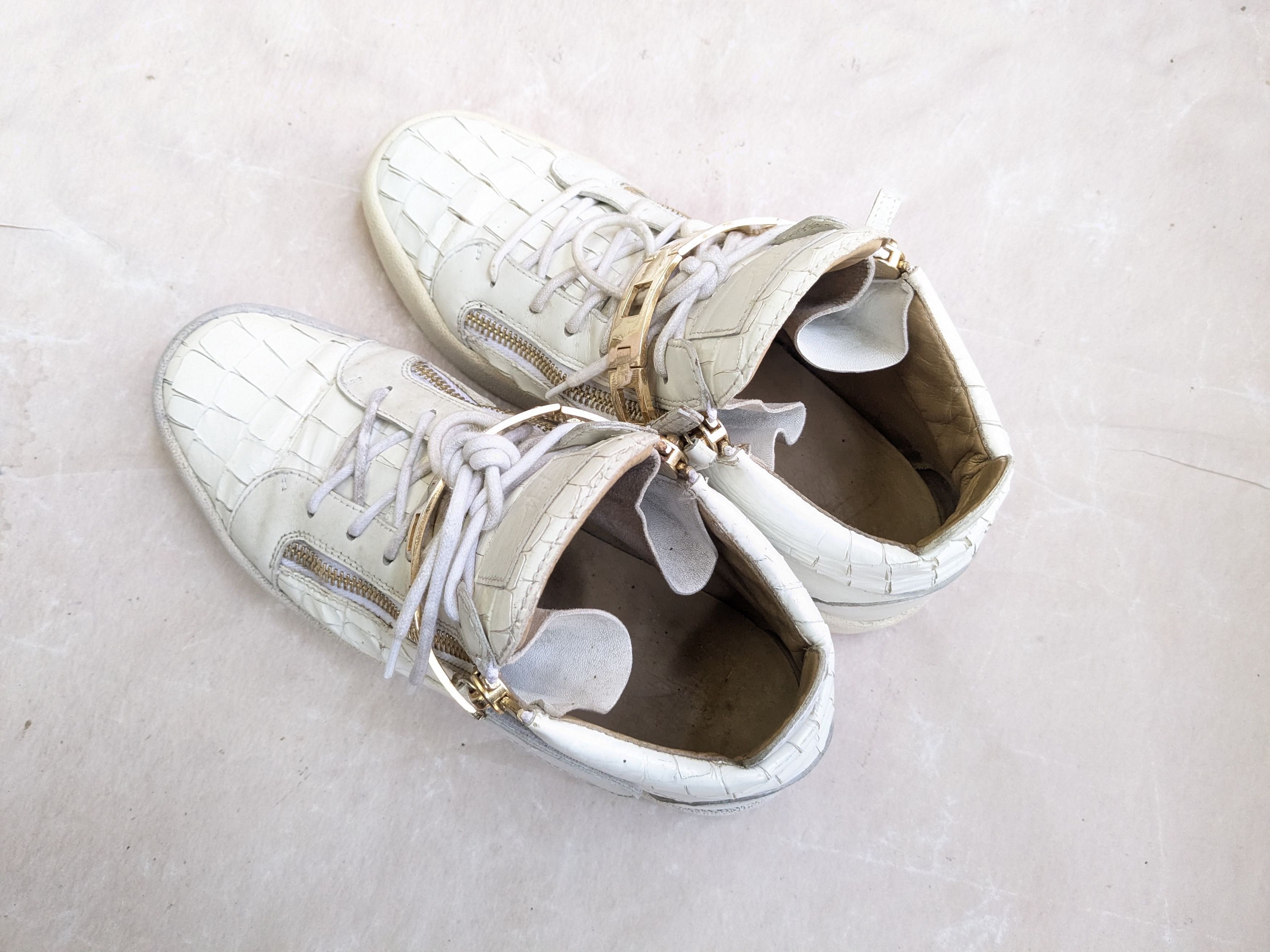 Giuseppe Zanotti Giuseppe Zanotti Sneakers White Gold 11 44 High Tops Leather Size US 11 / EU 44 - 9 Thumbnail