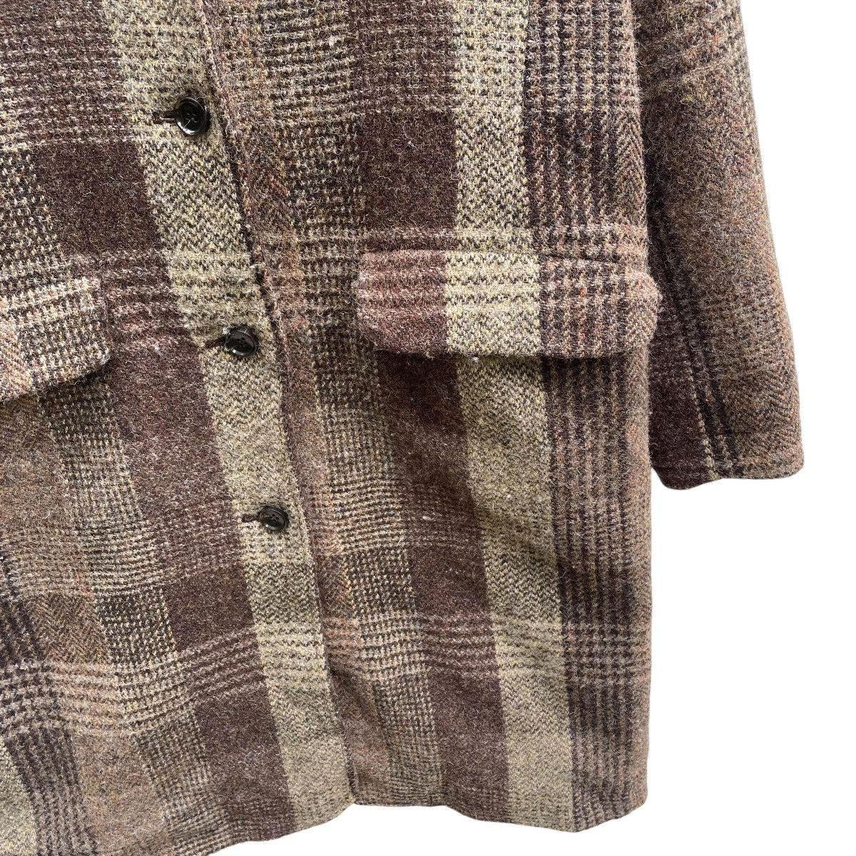 Autumn Cashmere × Harris Tweed 💥Vintage Harris Tweed Balmacaan Checked Shadow Plaid Jacket Size M / US 6-8 / IT 42-44 - 5 Thumbnail