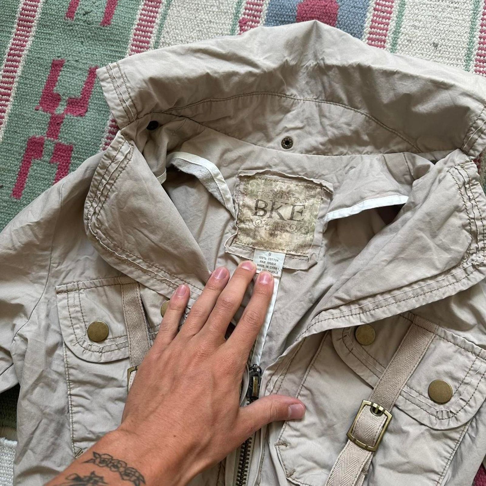 BKE × Vintage Vintage BKE Tan Utility Y2K Indie Glam Euro Button Jacket Size M / US 6-8 / IT 42-44 - 6 Thumbnail