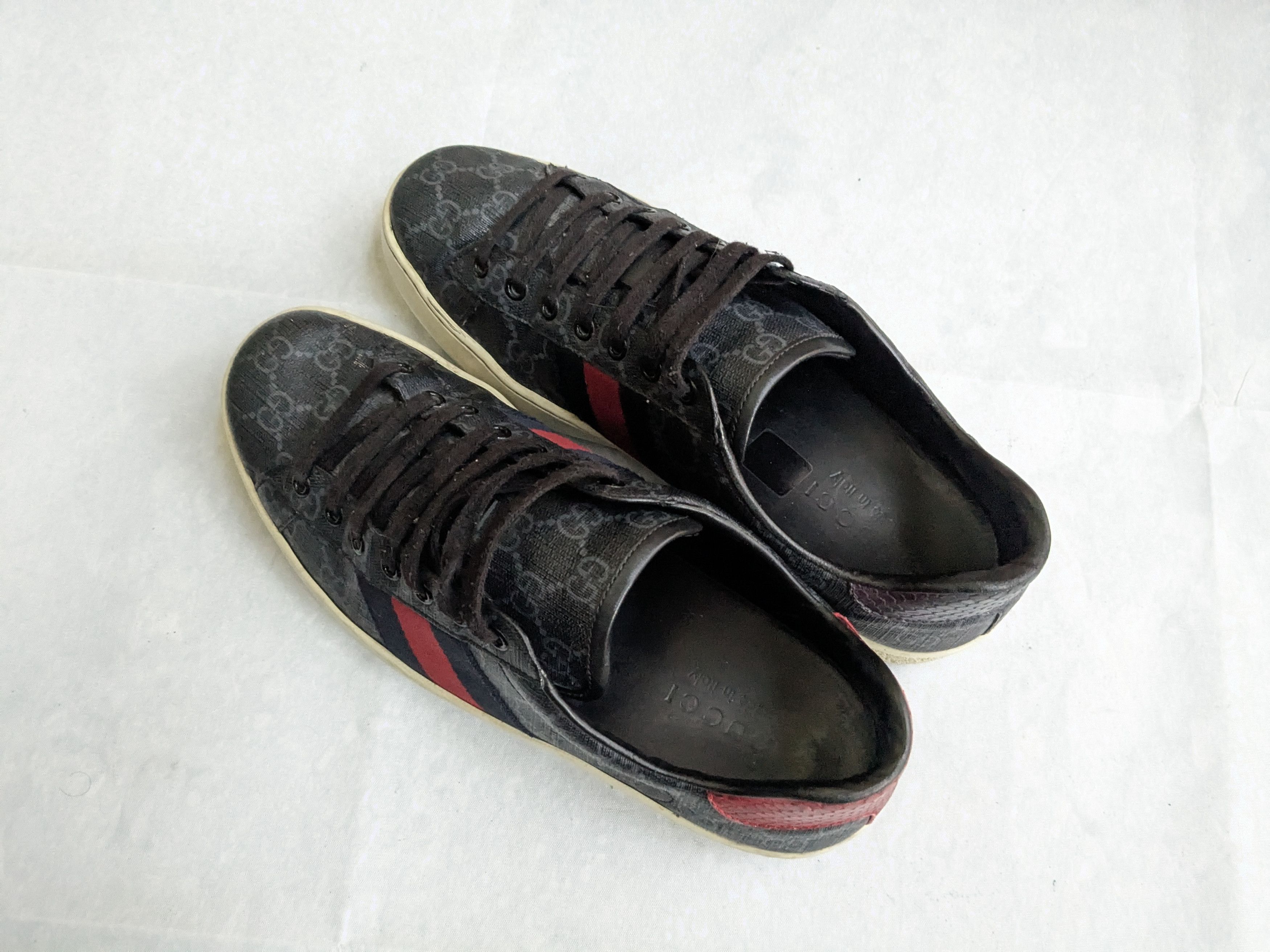 Gucci Gucci Ace GG Monogram Sneakers Black 9 Logo Size US 9 / EU 42 - 12 Thumbnail