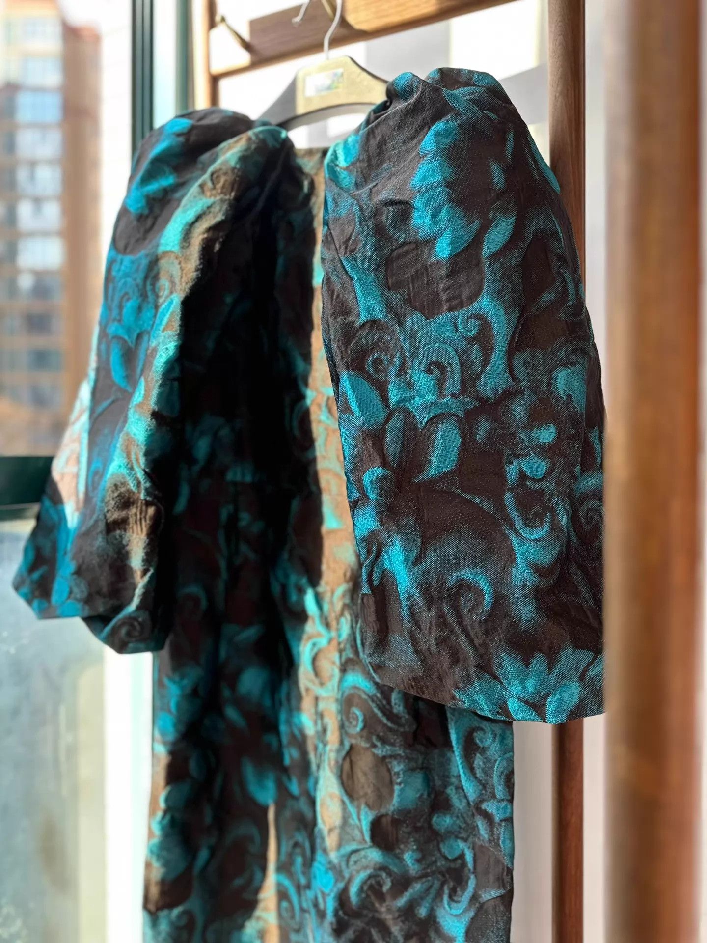 Dries Van Noten DVN Runway Black Blue Voluminous Puff Sleeve Dress Size S / US 4 / IT 40 - 3 Thumbnail