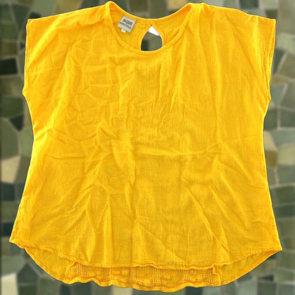 Vintage VINTAGE ACQUA Moda Casual Blouse Shirt Women's Boxy Crochet Floral 100% Cotton Yellow L-XL (Size L) Size L / US 10 / IT 46 - 1 Thumbnail