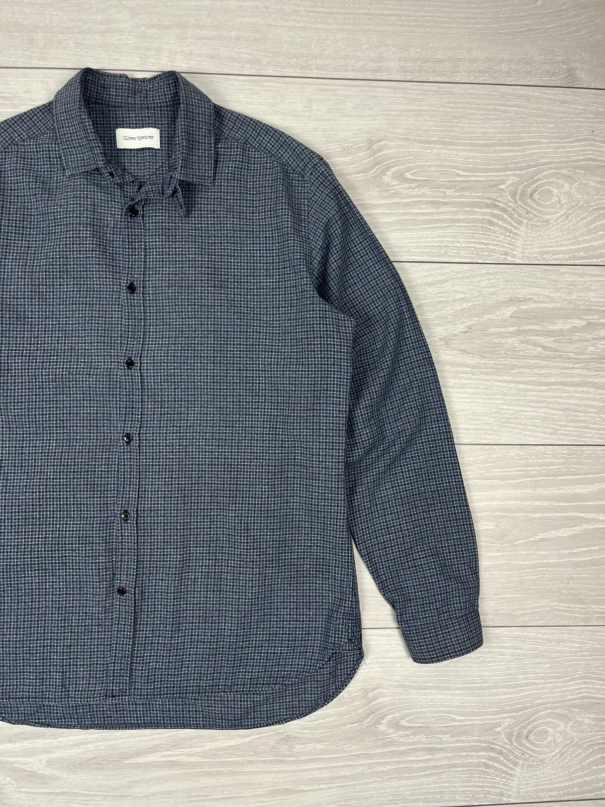 Oliver Spencer Oliver Spencer Grey Cotton Flannel Button Shirt Size US L / EU 52-54 / 3 - 3 Thumbnail