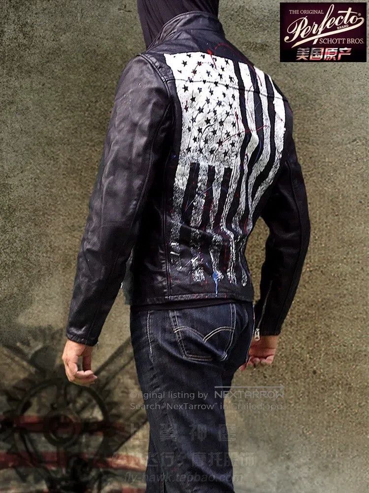 Schott Schott hand-painted "thug knight cowhide standing collar l Size US M / EU 48-50 / 2 - 3 Thumbnail