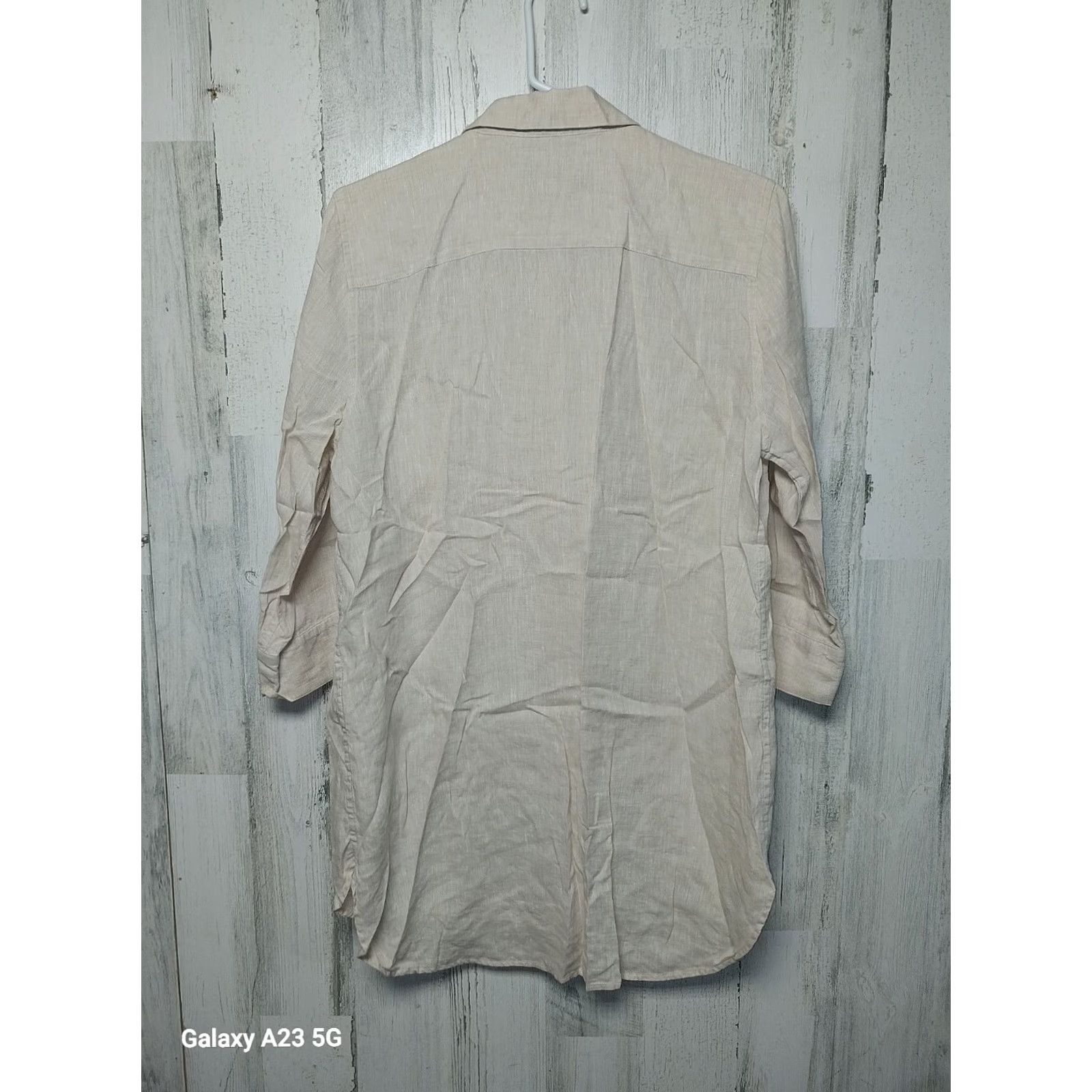 Vintage Chico's Womens Medium Button-Down Linen Shirt Beige Size M / US 6-8 / IT 42-44 - 4 Thumbnail