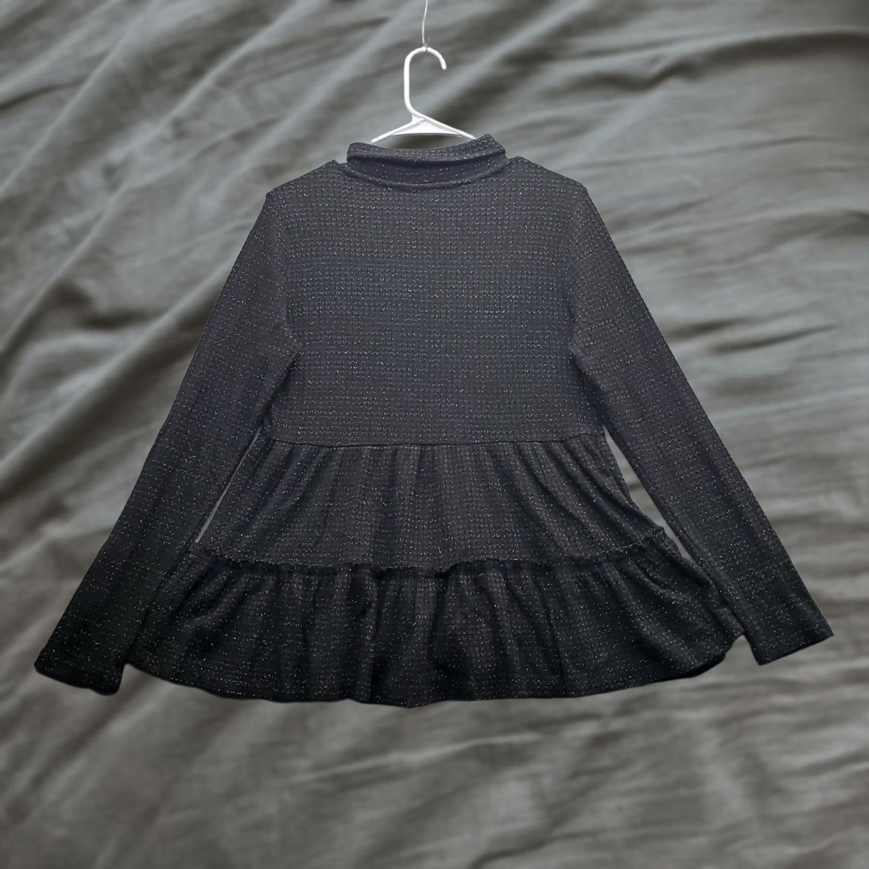 Vintage LC Lauren Conrad Blouse Womens M Black Metallic Tiered Hem Knitted Turtleneck Shirt Y2K Style Size M / US 6-8 / IT 42-44 - 1 Thumbnail