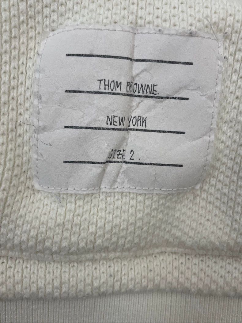 Thom Browne Thom browne Milk-white four-striped waffle hooded hoodie 25 Size US M / EU 48-50 / 2 - 5 Thumbnail