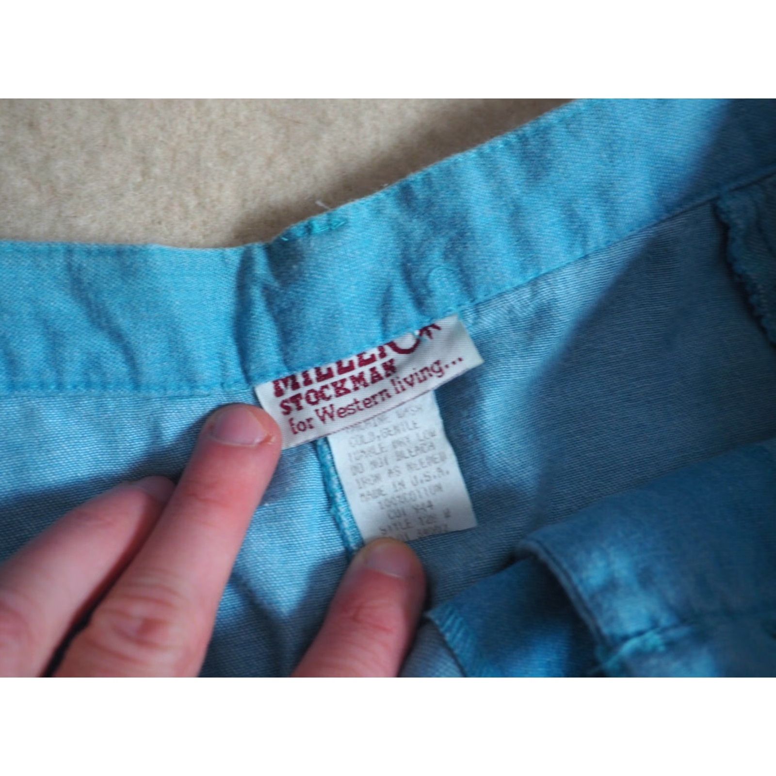 Vintage VTG 80s Miller Stockman Western Rodeo Blue 30W Concho Southwest Cowgirl Skirt Size 30" / US 8 / IT 44 - 5 Thumbnail