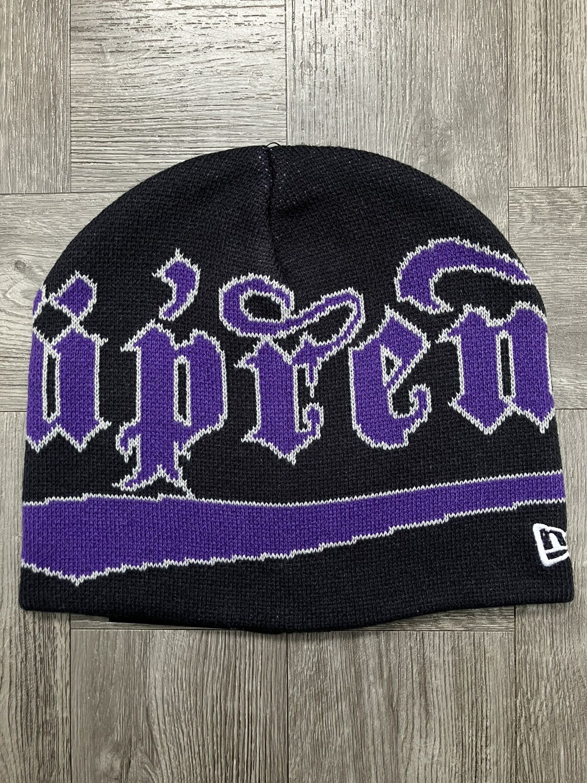 New Era × Supreme Supreme New Era Accent Beanie Navy | Grailed