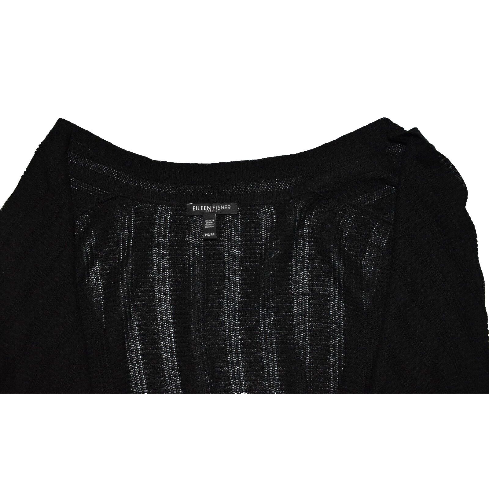 Eileen Fisher NEW EILEEN FISHER Black Organic Linen Silk Cardigan Size PS Size S / US 4 / IT 40 - 4 Thumbnail