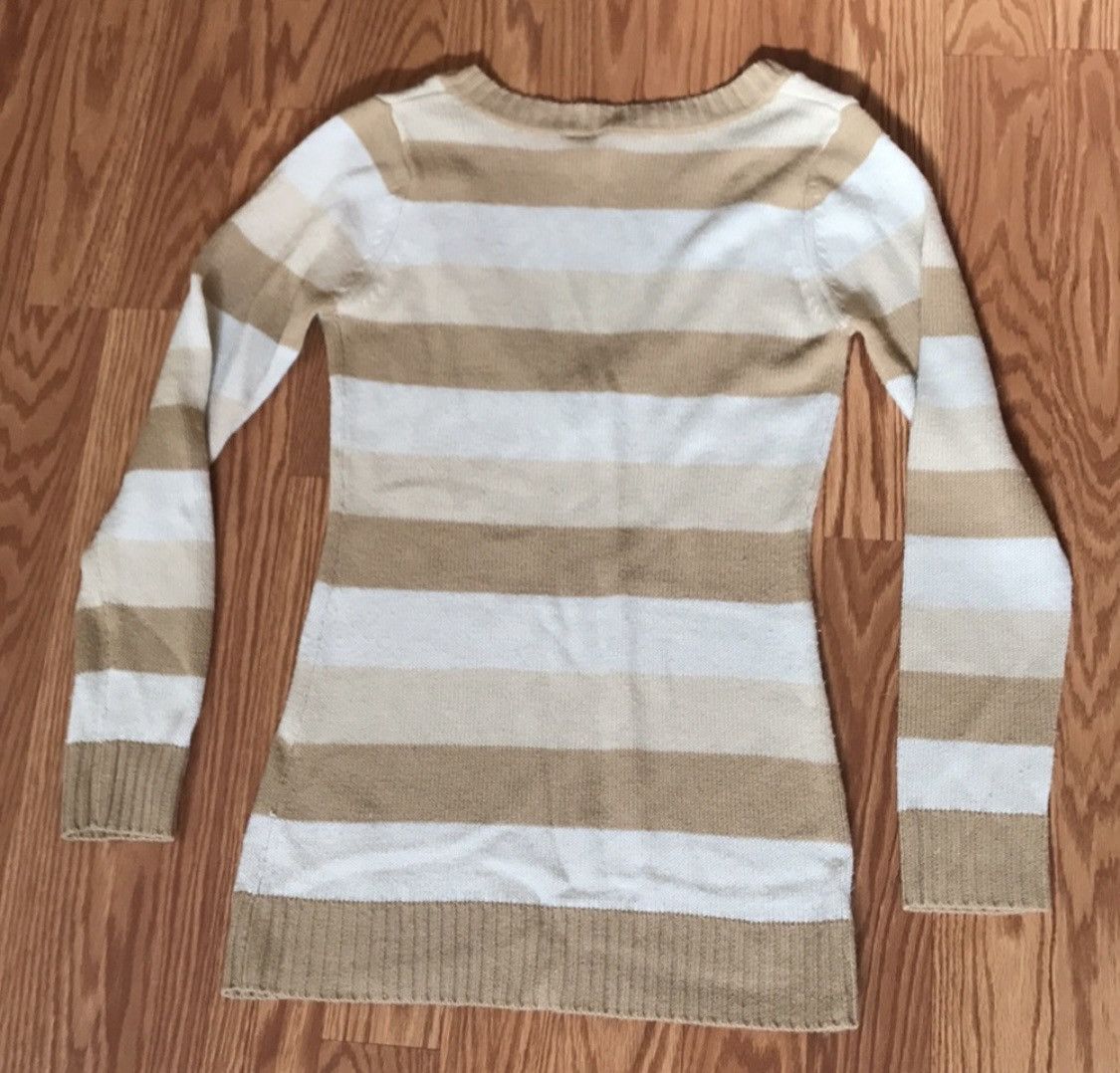 Other TAN & CREAM DEEP PLUNGE STRIPED KNIT SWEATER Size M / US 6-8 / IT 42-44 - 7 Thumbnail