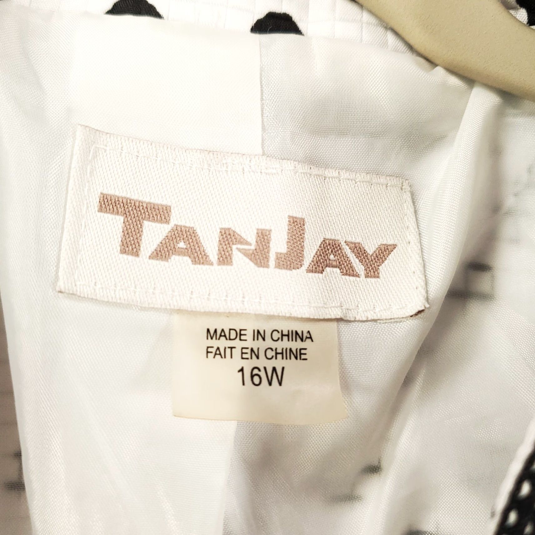 Vintage TanJay Womens Jacket 16W Black White Diamond Shape Polka Dots Open Front Artsy Jacket Size XXL / US 16-18 / IT 52-54 - 5 Thumbnail