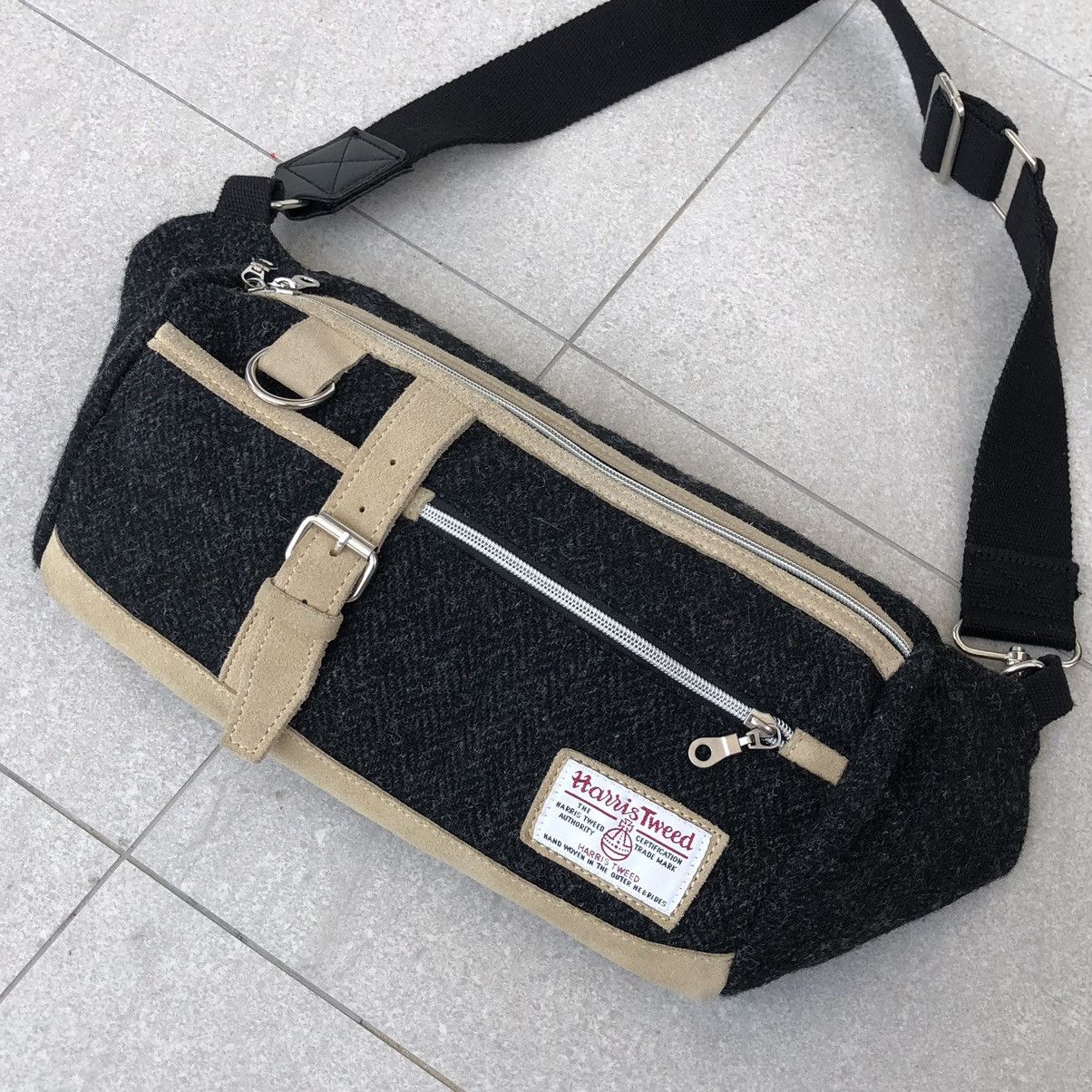 Boycott Boycott x Harris Tweed Mix Leather Wool Cross Body Bag Size ONE SIZE - 3 Thumbnail