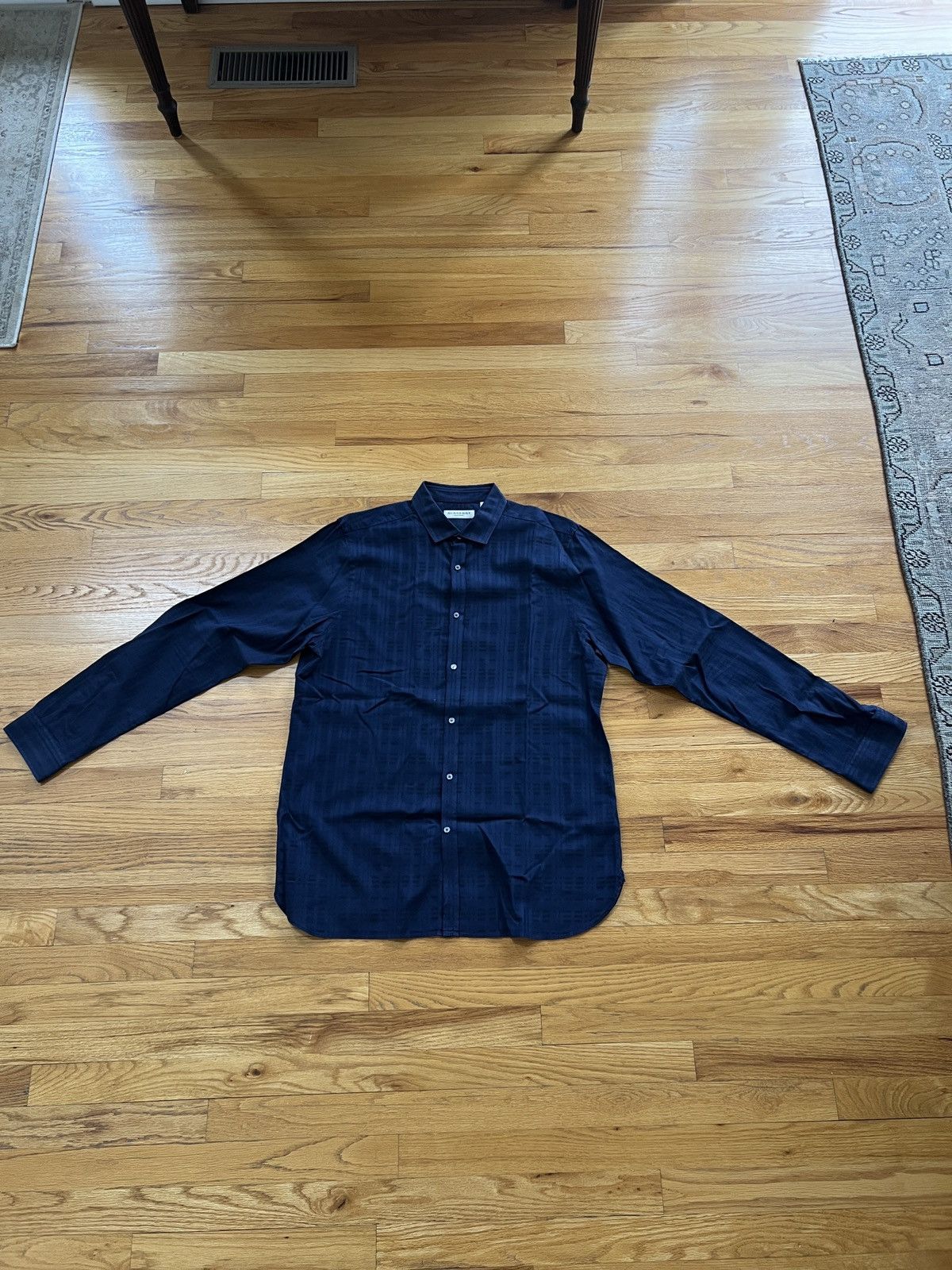 Image of Navy Blue Burberry London Shirt Size L, Men's