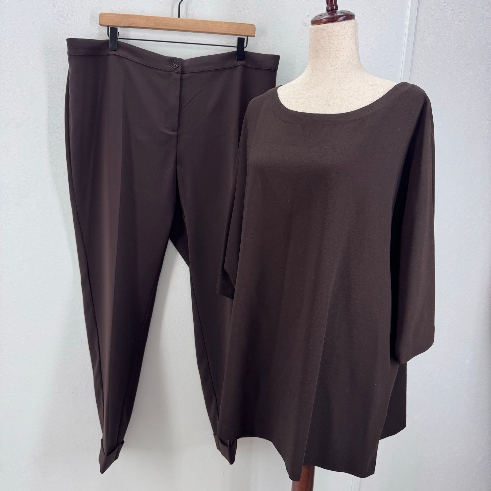 Marina Rinaldi NWT Marina Rinaldi Reame Cigarette Pants Brown Plus Size 20 Size 42" / US 20 - 10 Thumbnail