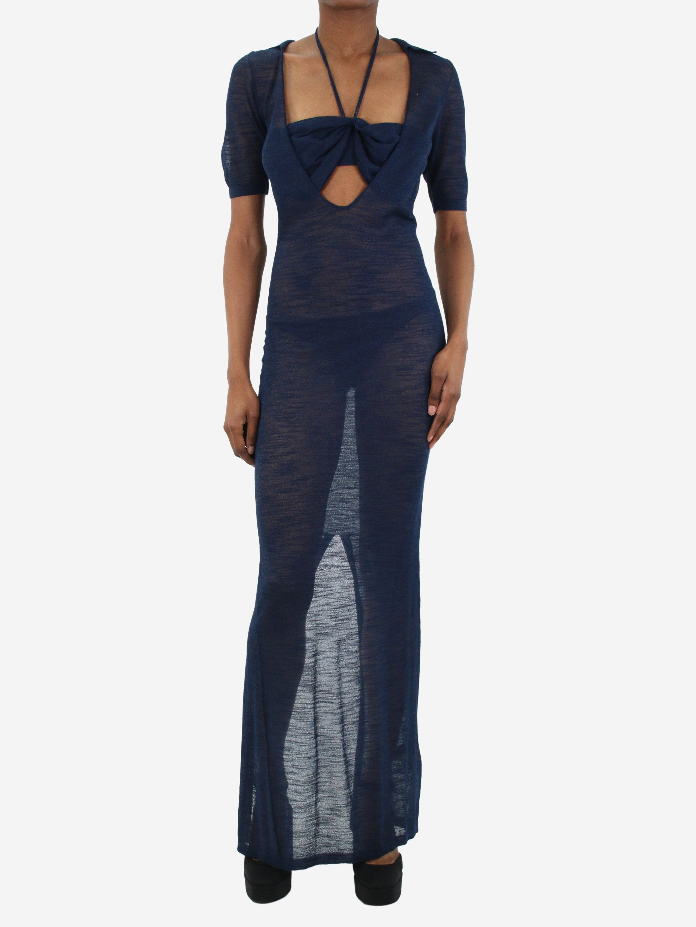 image of Jacquemus Blue Polo Sheer Maxi Dress - Size Uk 8, Women's