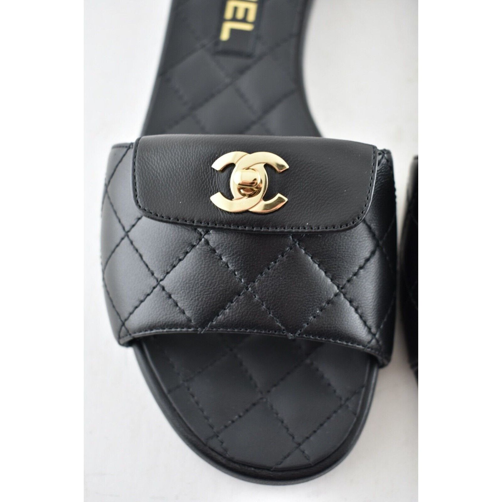 Chanel Chanel REV Black Turnlock Quilted Gold CC Logo Mules Slide Size US 6 / IT 36 - 7 Thumbnail