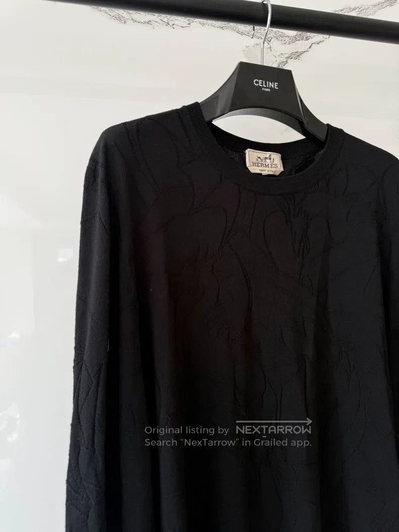 Hermes Hermes Black Textured Knit Long Sleeve Top Size US XL / EU 56 / 4 - 2 Thumbnail
