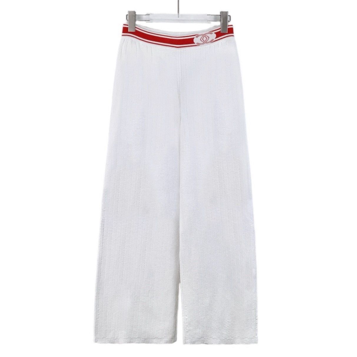 Chanel Chanel White Logo Intarsia Cotton Knit Casual Pants K26WX Size 25" / US 0 / IT 36 - 1 Thumbnail