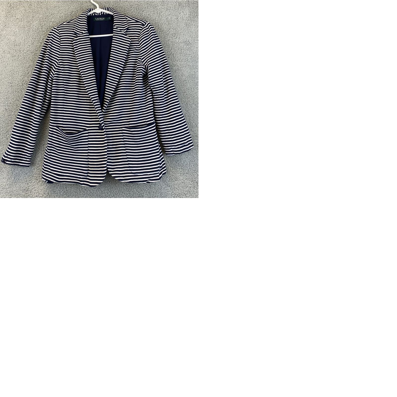 Ralph Lauren Ralph Lauren Blazer Jacket Women L Striped Button Lined 3/4 Sleeve Black White Peter Pan Collar Size L / US 10 / IT 46 - 9 Thumbnail