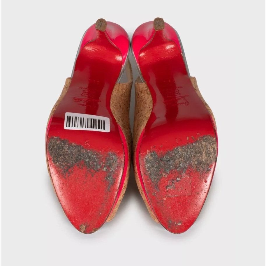 Christian Louboutin Christian Louboutin Catenita Cork Heels Brown Size 38.5 Size US 7.5 / IT 37.5 - 5 Thumbnail