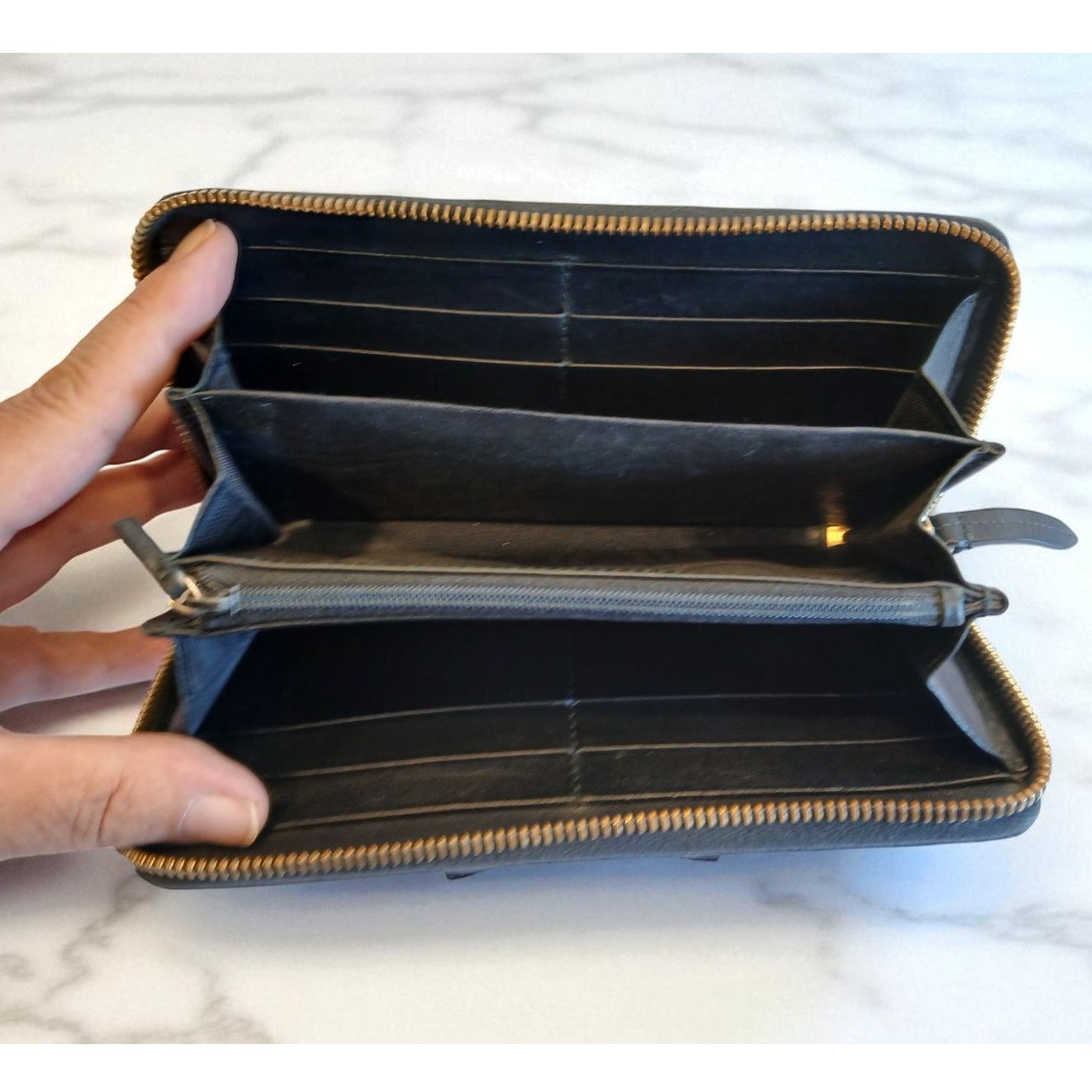 Gucci GUCCI GG Marmont Ribbon Wallet Zip Around Black Leather Size ONE SIZE - 11 Thumbnail
