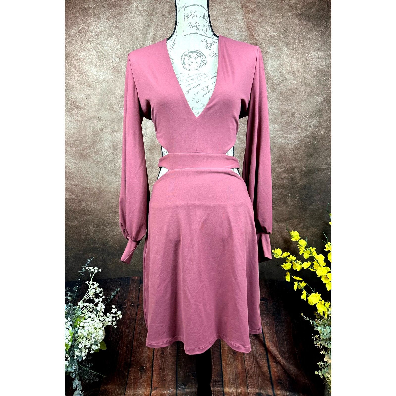 Susana Monaco Susana Monaco Deep V Neck Cut Out Back Dress Lipgloss XL Size XL / US 12-14 / IT 48-50 - 5 Thumbnail