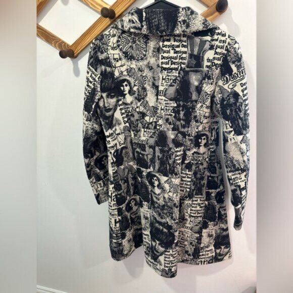 Desigual RARE - VINTAGE Desigual Black and White Graphic Women's Coat Size S / US 4 / IT 40 - 3 Thumbnail