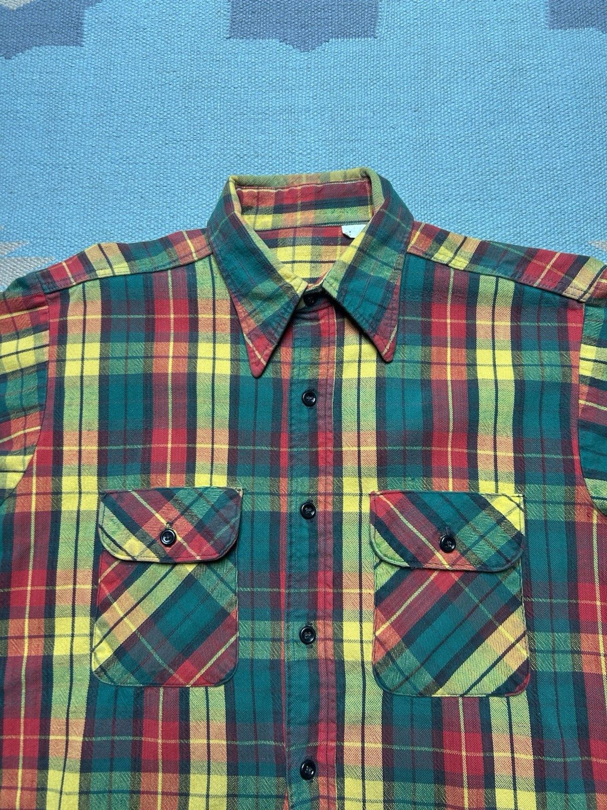 Vintage Vintage 60s 70s flannel shirt woven cotton plaid large Size US L / EU 52-54 / 3 - 5 Thumbnail